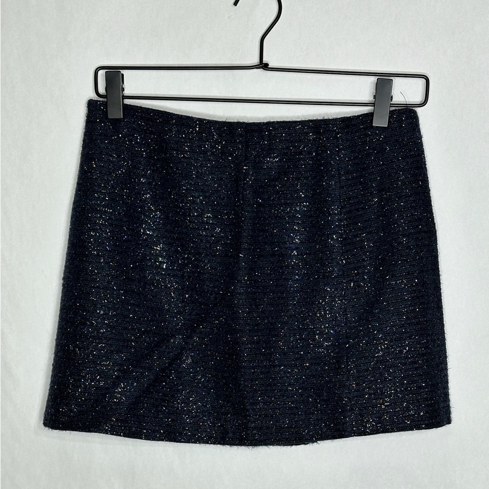 Zara Basic Navy Metallic Textured Mini Skirt Size… - image 2
